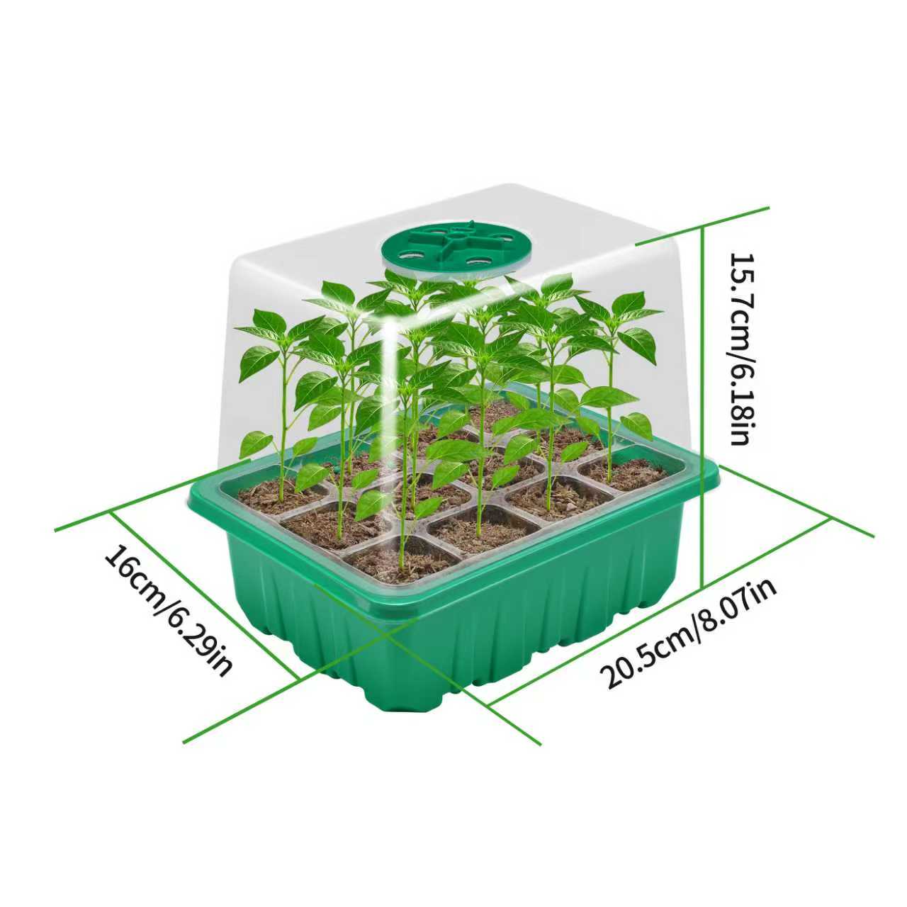 Seedling Tray with Grow Light, Drainage Holes Design, USB Powered LED Plant Grow Light, Ideal for Indoor Seedlings Flowers Greenhouse Plant Tray