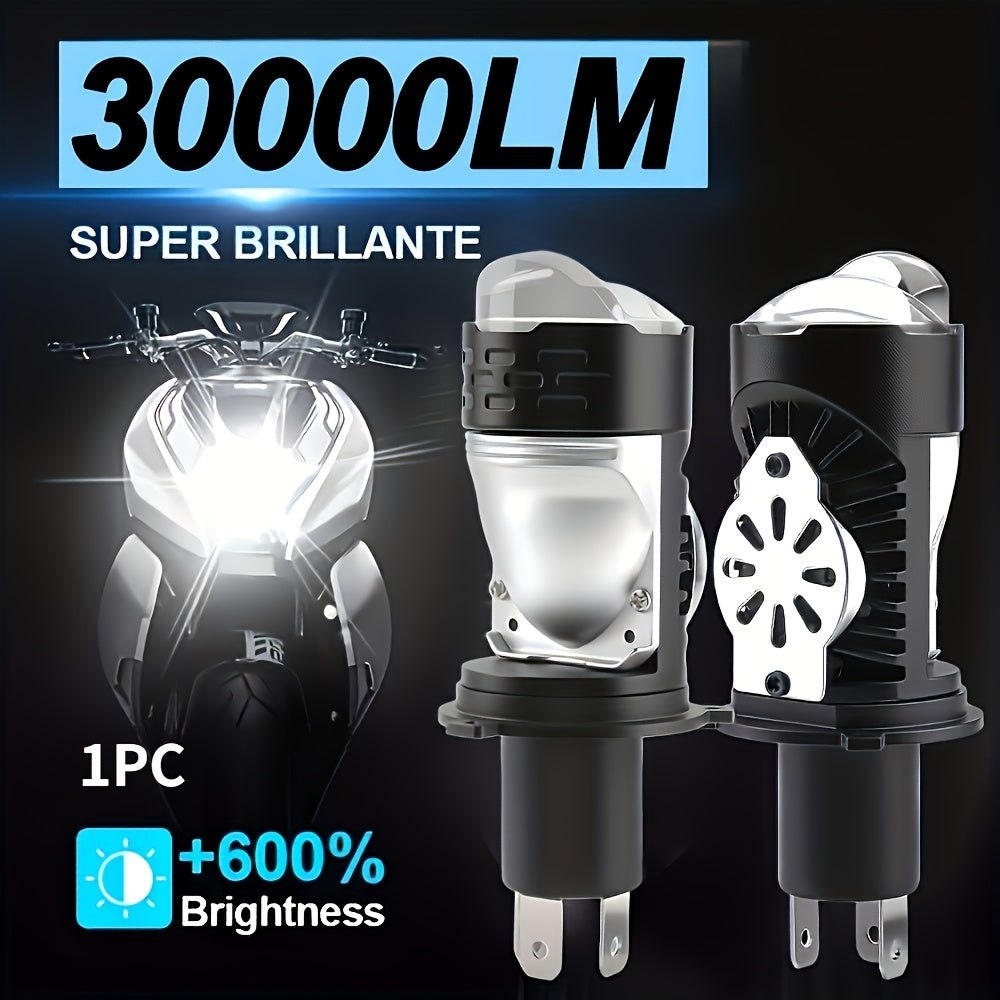 120W 40000 Lumens LED Car Motorcycle Headlight Bulb H4 Dual Projector Lens 6000K Brightness 12V/24V Aluminum Cooling Fan Design Easy Installation 1pc/2pcs