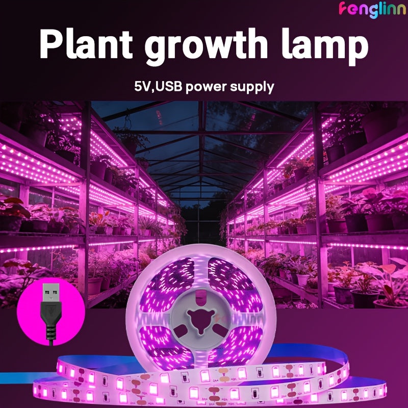 Full Spectrum LED Plant Grow Light, USB Powered UV Grow Lamp for Indoor Seedlings, Non-Greenhouse Plant Lighting