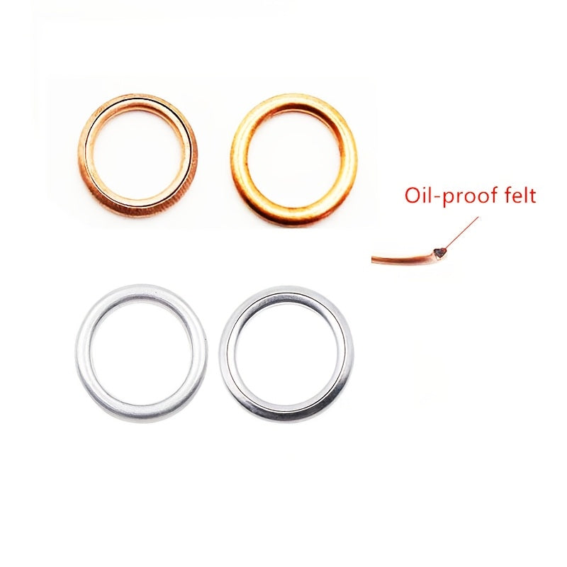 Automotive Replacement Oil Drain Plug Gasket – High Sealing Performance, Brass & Aluminum Alloy Engine Oil Pan Washer for VW Magotan, Sagitar, Audi Models – Oil Drain Bolt Gasket & Modification Part