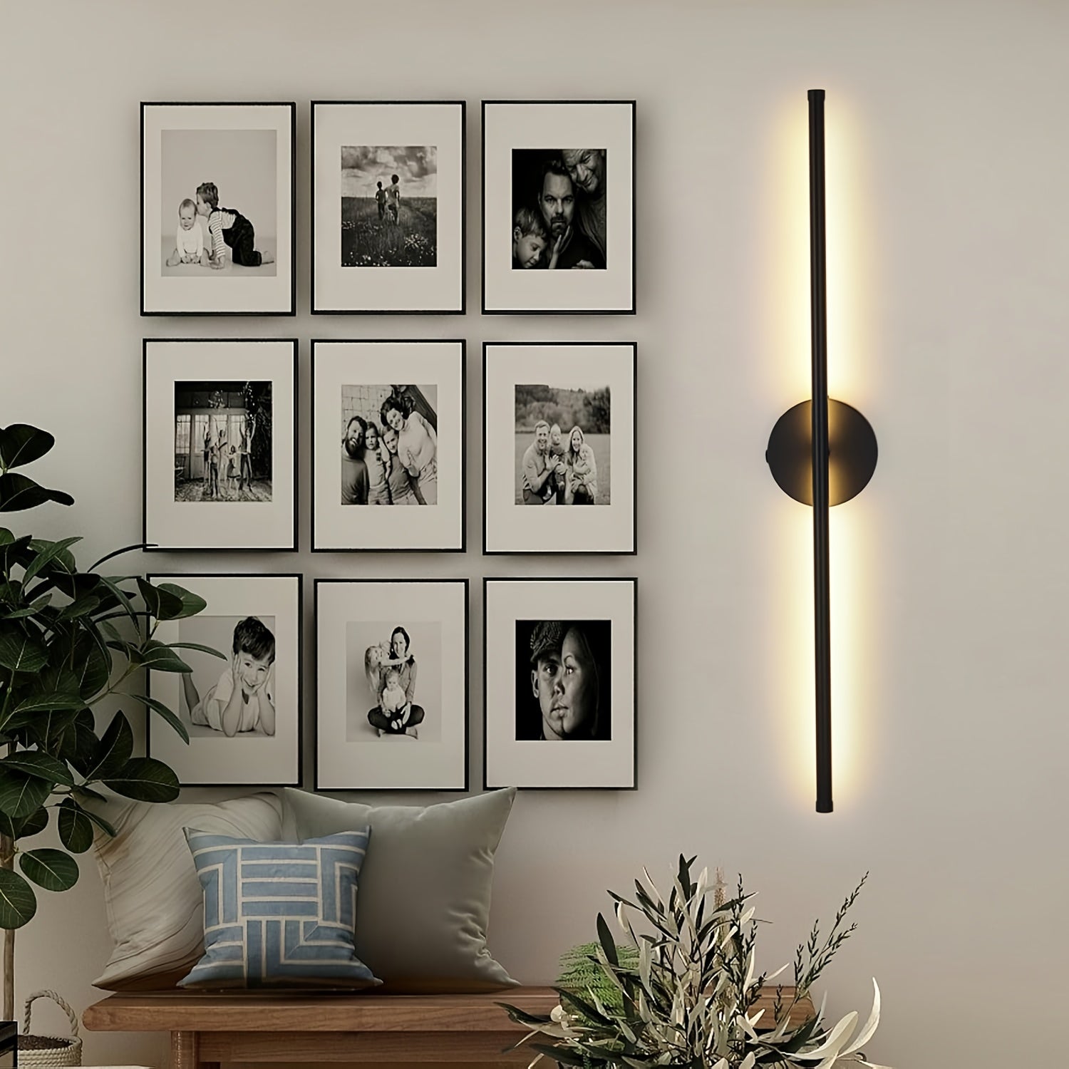 Black Gold Battery Operated Wall Light, Single or Double Piece Optional, with Remote Control, Touch and Timer Functions, Adjustable Brightness, Size 28.3 Inches, Suitable for Living Room, Bedroom, Hallway, Hotel and Home Decoration