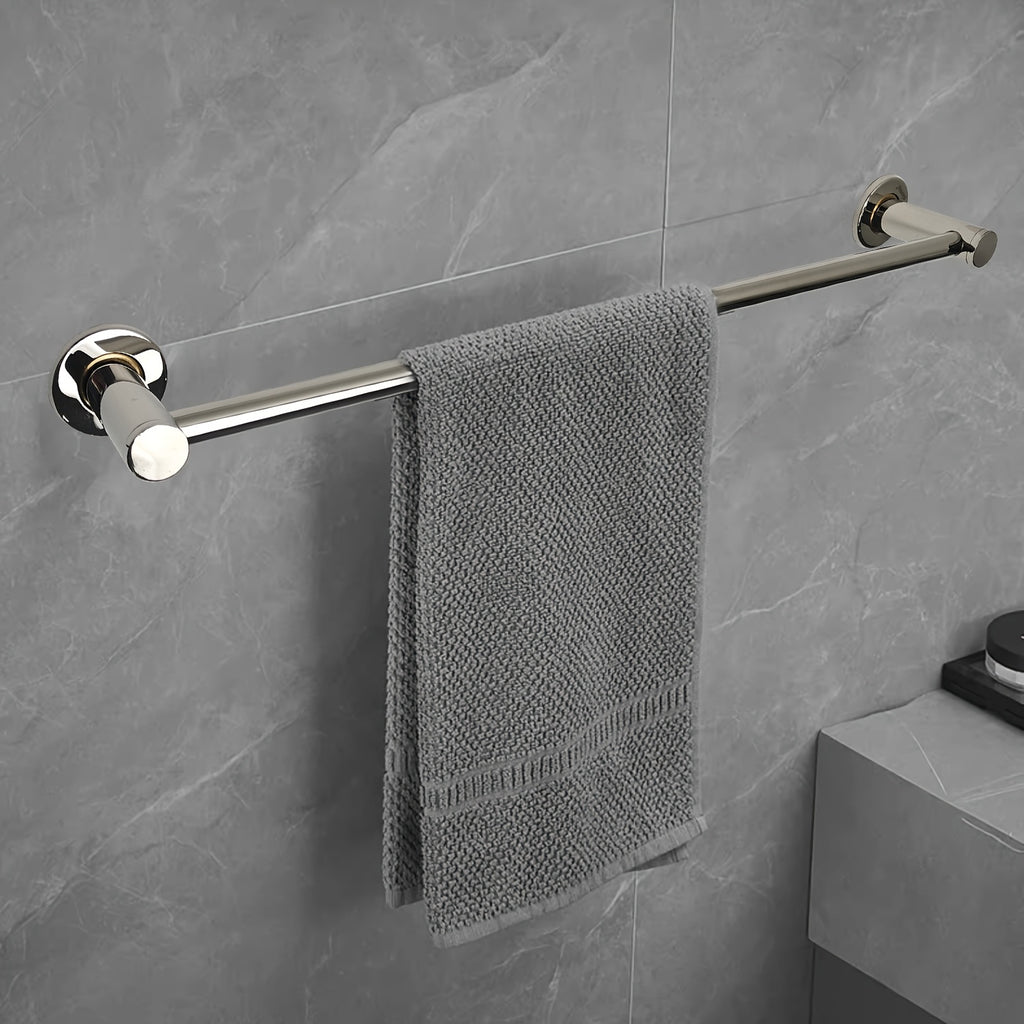 1pc Bath Towel Rack - 304 Stainless Steel Towel Bar, Wall Mount Single Rod, 60cm/24inch Length, Clothes Drying Rack, Thickened Material, Available in Polished & Painted Finishes