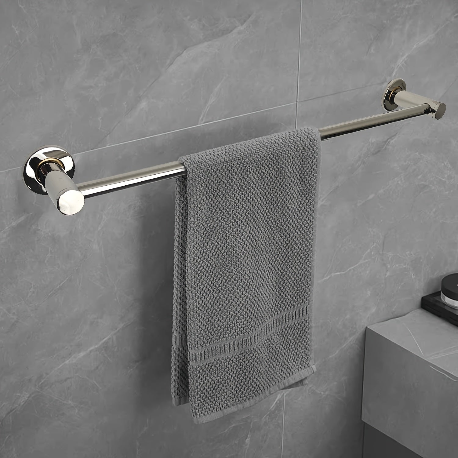 1pc Bath Towel Rack - 304 Stainless Steel Towel Bar, Wall Mount Single Rod, 60cm/24inch Length, Clothes Drying Rack, Thickened Material, Available in Polished & Painted Finishes