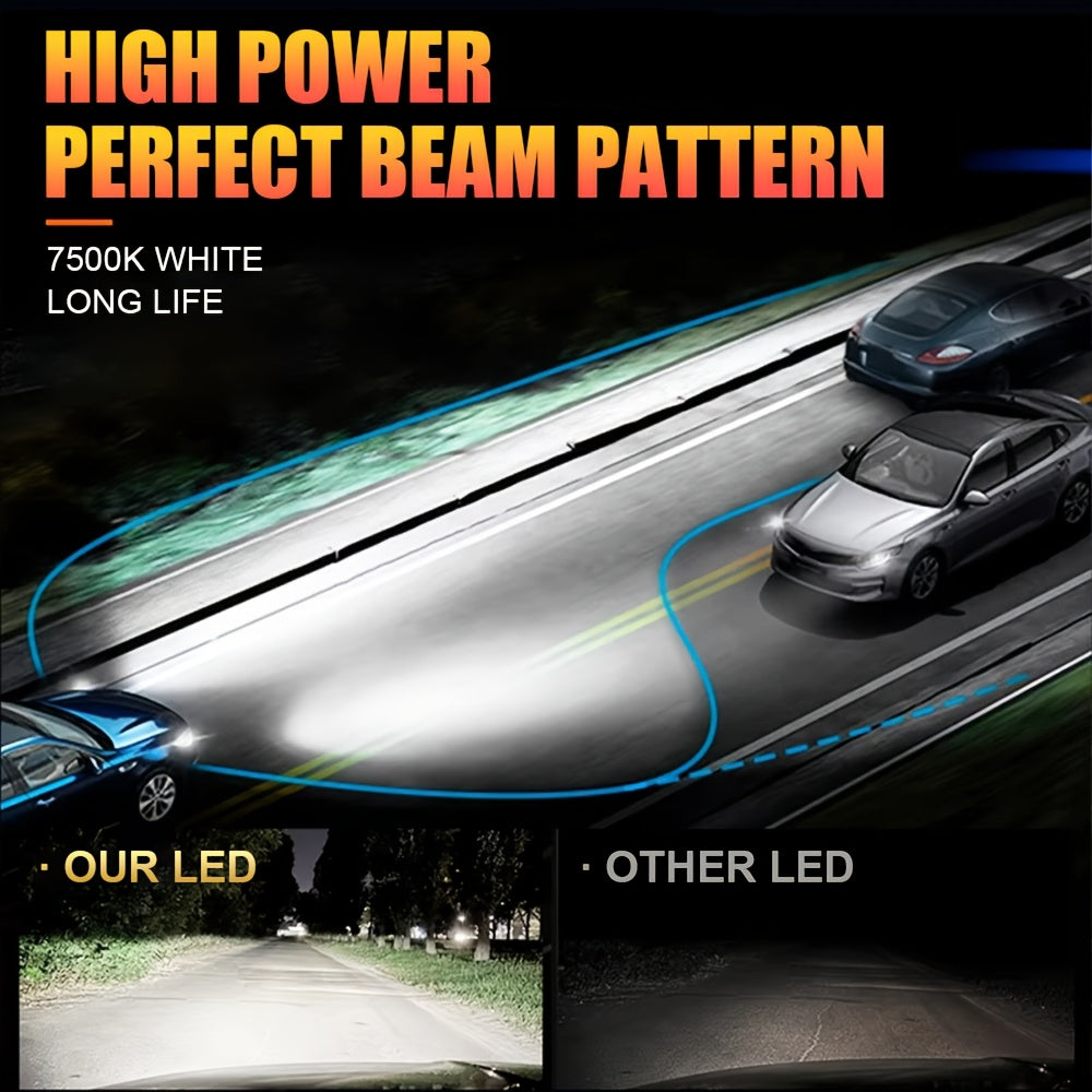 2pcs 9006 9012/HIR2 Super Bright LED Headlight Bulbs for Car, 54800LM, 7500K, 1000% Brightness, 360° Beam Angle, Plug-and-Play, Compatible with H1 H4/9003/HB2 H16/H9/H8 9005, 9570 CSP Chip