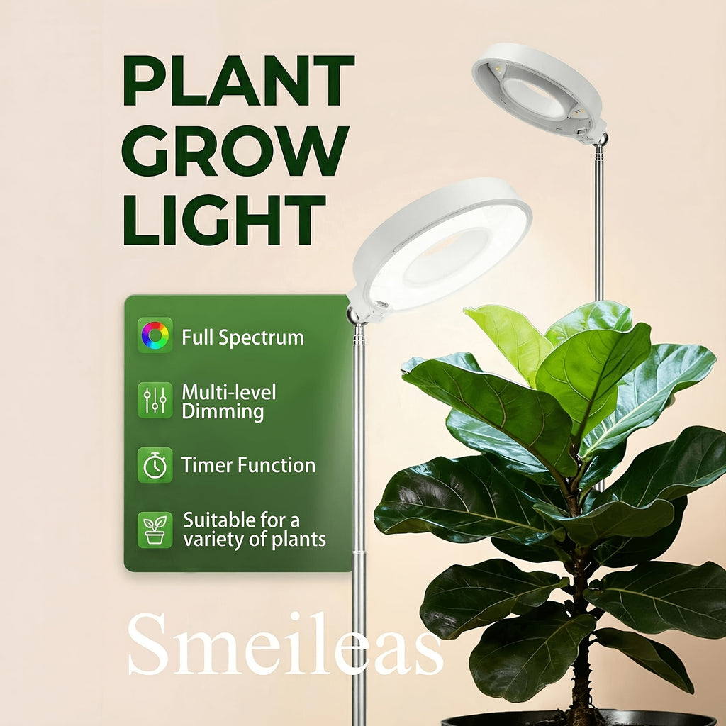 2-Pack Full Spectrum Dimmable LED Plant Grow Light, 360° Magnetic Rotation, 3/6/9H Cycle Timer, 4 Brightness Modes, Freely Adjustable Height, Special Grow Lamp for Indoor Potted Plants and Seedlings, Ideal for Gardening Enthusiasts