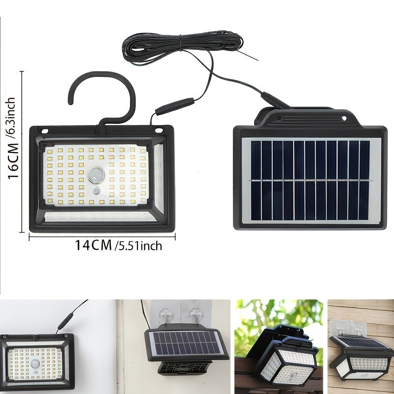 Commercial Street Solar Split Wall Light, 190LED Solar Floodlight with Hook and Separate Solar Panel, with Clip for Easy Installation, with Motion Sensor, IP65 Outdoor Courtyard Light, Perfect for Garden, Corridor, Indoor & Outdoor, Street, Deck