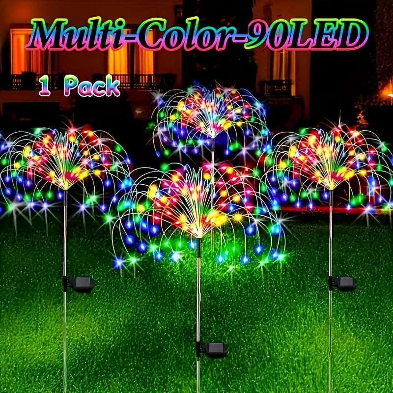 6个装 480LED，4个装 320/240LED，1个装 - 60LED 户外太阳能烟花灯，户外照明草坪灯，花园灯，8种闪烁灯光模式童话灯，适用于庭院、小路、甲板景观照明（多色，暖白）