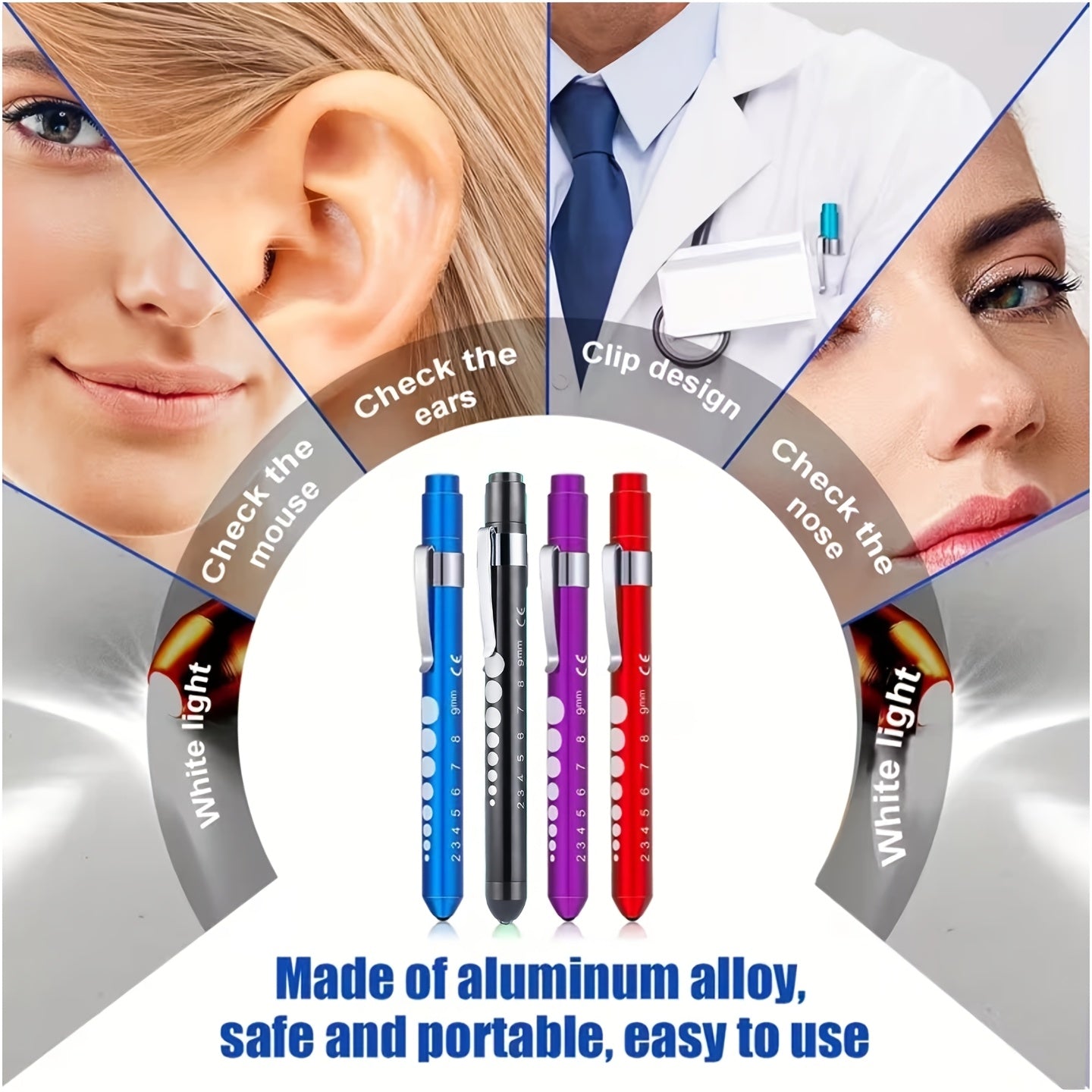 2/3-Piece Medical LED Penlight Set, Aluminum Alloy Nurse Examination Light with Pupil Gauge & Scale, Easy to Distinguish by Different Colors, Pocket Clip with One-Button Switch, Ideal for Nurses / Doctors / Medical Students
