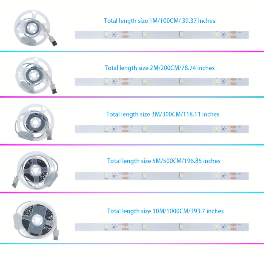 触摸开关USB直插LED灯带30LED/1M,长按可调节亮度，可自行DIY长度，适用于客厅卧室，天花板嵌入型氛围感暖色调照明