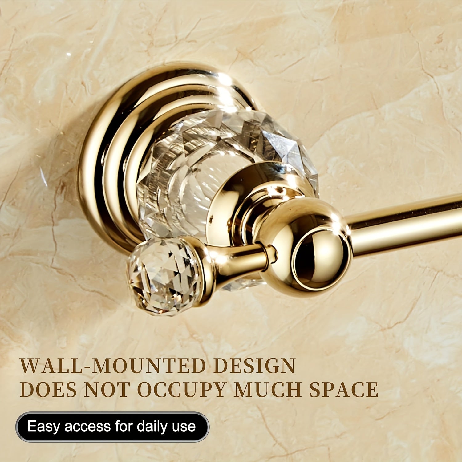 1pc Crystal Toilet Paper Holder & Stainless Steel Towel Rack - Wall Mount Tissue Holder, Creative Wall Décor Shelf, Luxury Bathroom Accessory, Easy Install for Bathroom, Bedroom & Living Room