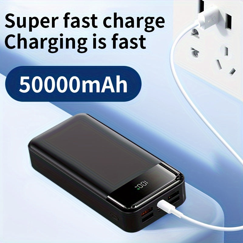 50000mAh大容量移動電源帶LED電量顯示 22.5W快充 - 戶外露營燈，適用於iPhone、安卓及數碼裝置，節日禮物