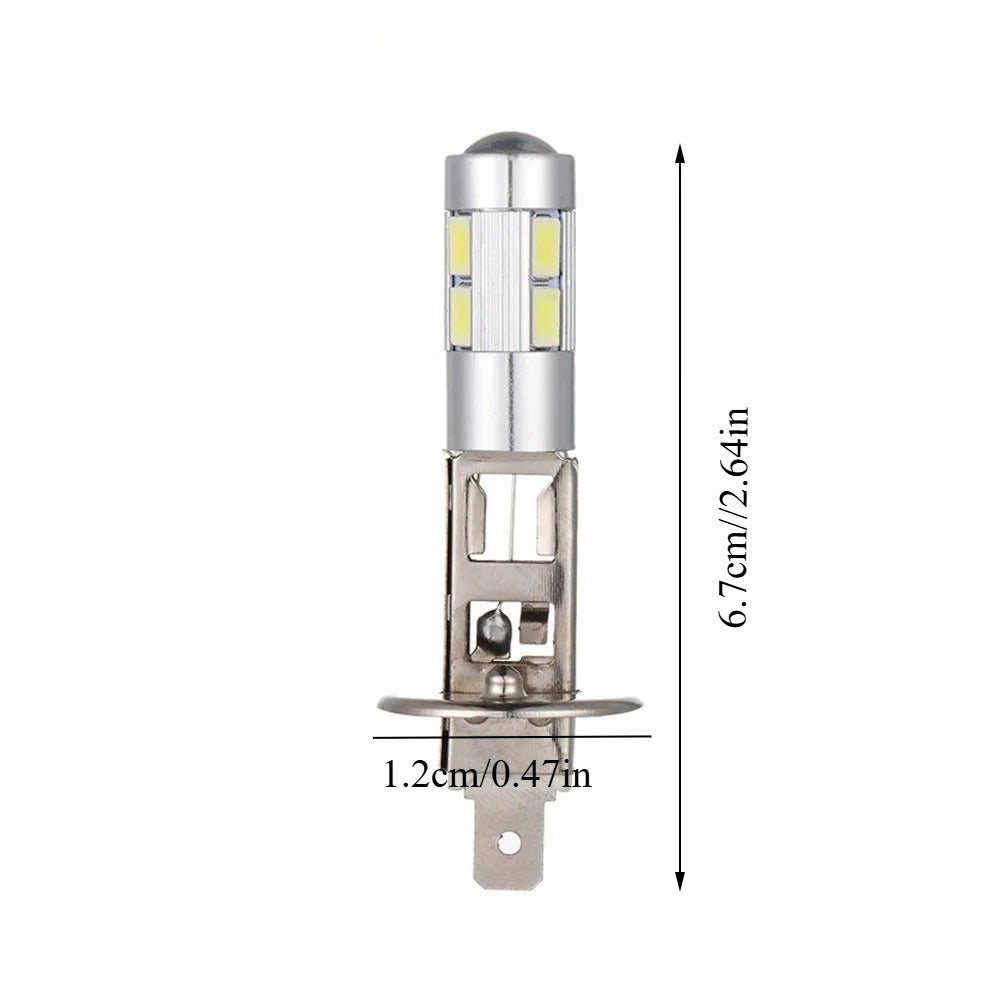 2 Pcs H1 LED Car Fog Light Headlight Bulbs, Auto Light Accessories, 6000K DC12V, 5630 SMD 10 LEDs H1 Bulb