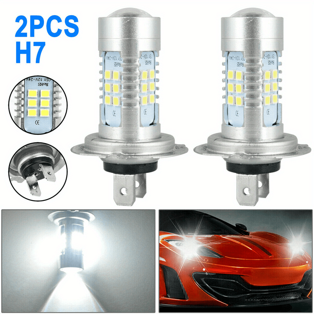 2Pcs H7/H4 LED Headlights High/Low Beam 6000K Super White 800-1000 Lumens, DRL Compatible COB Chip Technology 12V-24V 110W Dimmable, Adjustable Beam, Modern Vehicle Accessories, Aluminum Heatsink