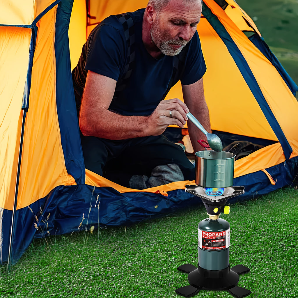 Bottled Propane Camping Stove with Gas Canister Base, Lightweight Propane & MAPP Gas Camping Stove, Instant Ignition Design, Ideal for Hiking, Backpacking & Outdoor Cooking.