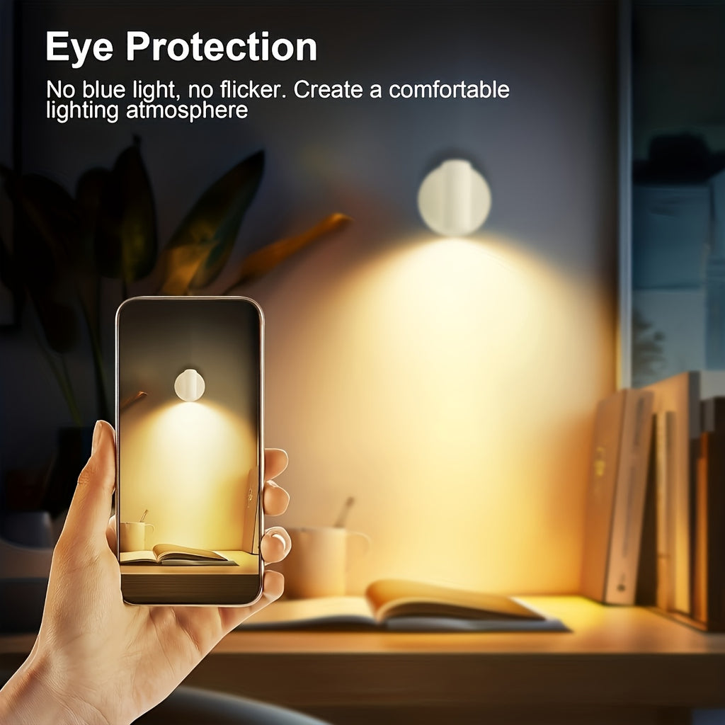 Tri-color temperature wireless motion sensor spotlight, magnetic wall light, high-efficiency sensor light, battery-powered rechargeable wall light, adjustable warm/cool/neutral light, indoor spotlight, suitable for hallways, photos, artwork display