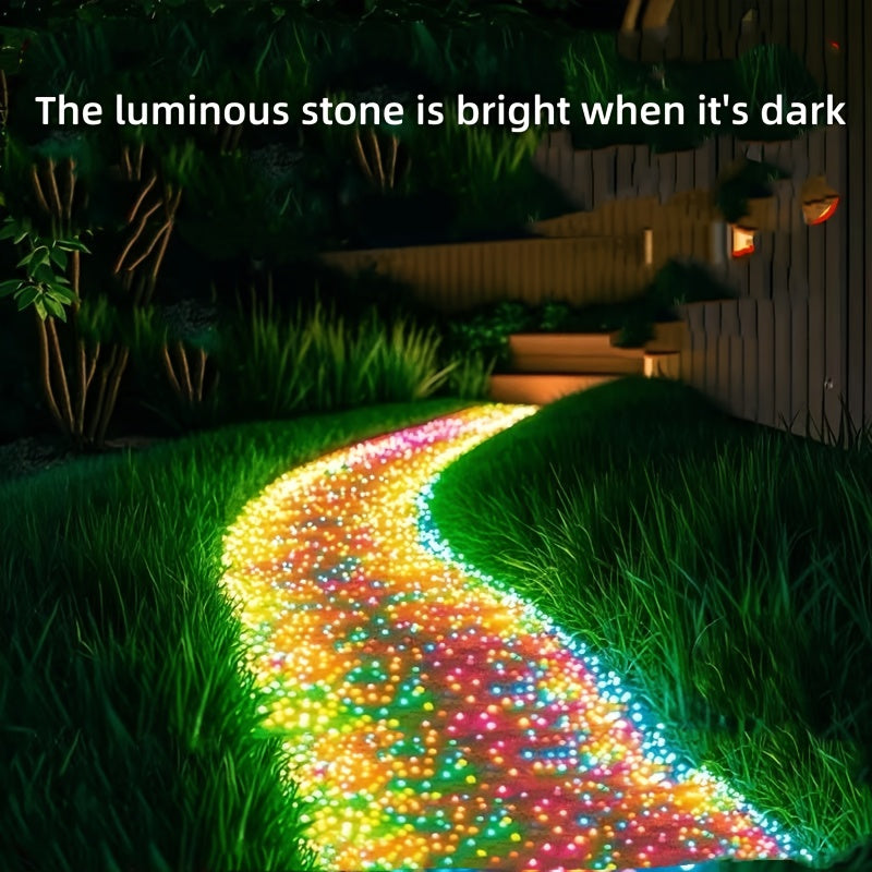 500pcs Blue/Colorful Glow Stones | Outdoor Garden Pathway Stones, Glowing Pebbles, Perfect for Courtyard, Walkways, Potted Plants, Aquarium Decoration, Landscape Glow Rocks