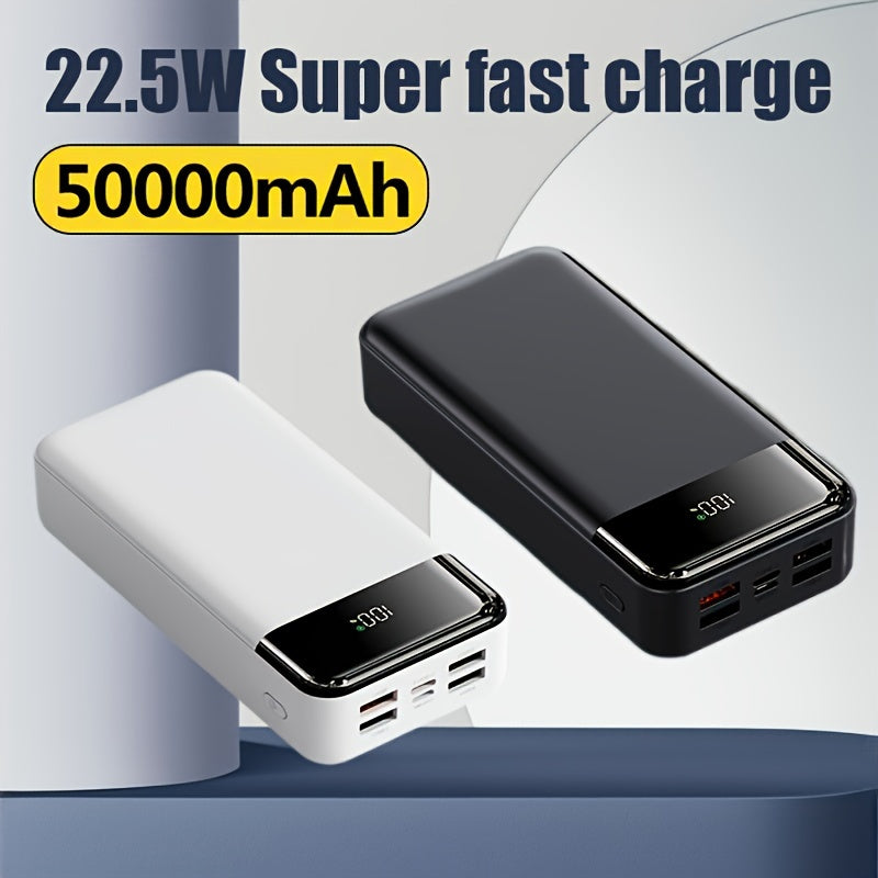 50000mAh大容量移動電源帶LED電量顯示 22.5W快充 - 戶外露營燈，適用於iPhone、安卓及數碼裝置，節日禮物
