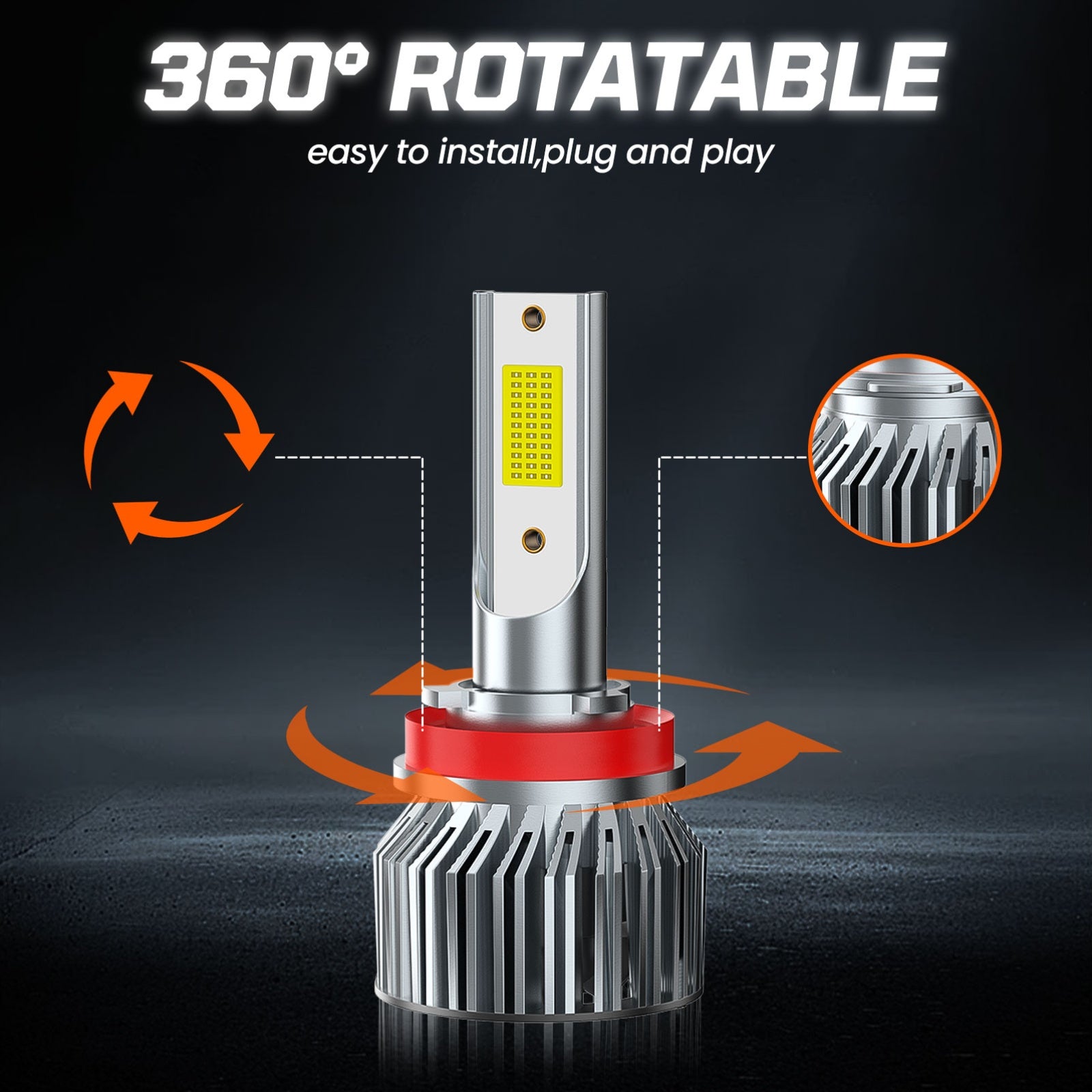 H11 H8 H9 TXBILMOO 2-Pack LED Headlight Bulbs High/Low Beam Set Bright White 10000Lm, No Battery Included