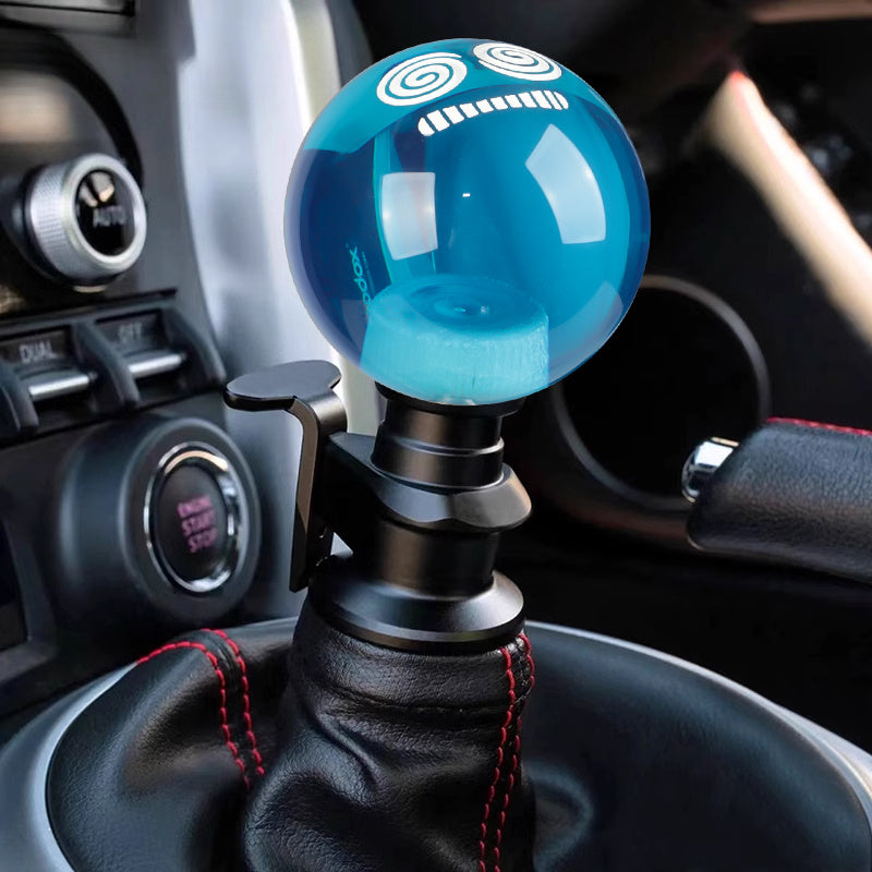 Universal Round Acrylic Shift Knob for Car Modification, Includes Three Installation Adapters