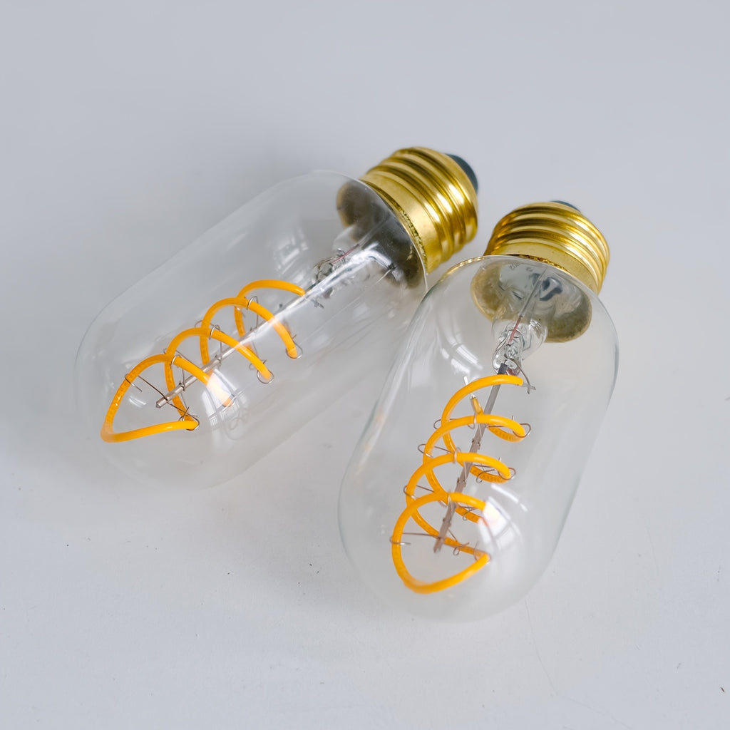2-pack vintage Edison bulb, warm yellow light 2300K E26 screw base dimmable bulb, T14 T45 tubular LED tube, AC 120V, clear glass cover