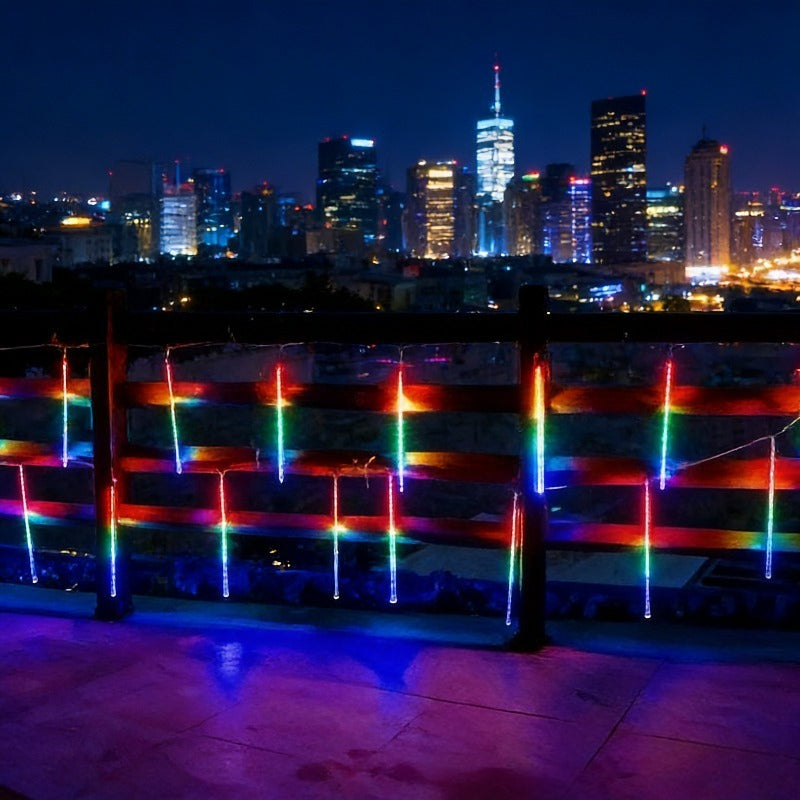 8-tube/1 set meteor shower light (USB powered), dynamic raindrop type, high-brightness LED light, indoor/outdoor dual-use decorative light strip, decorative color light for festival scene arrangement