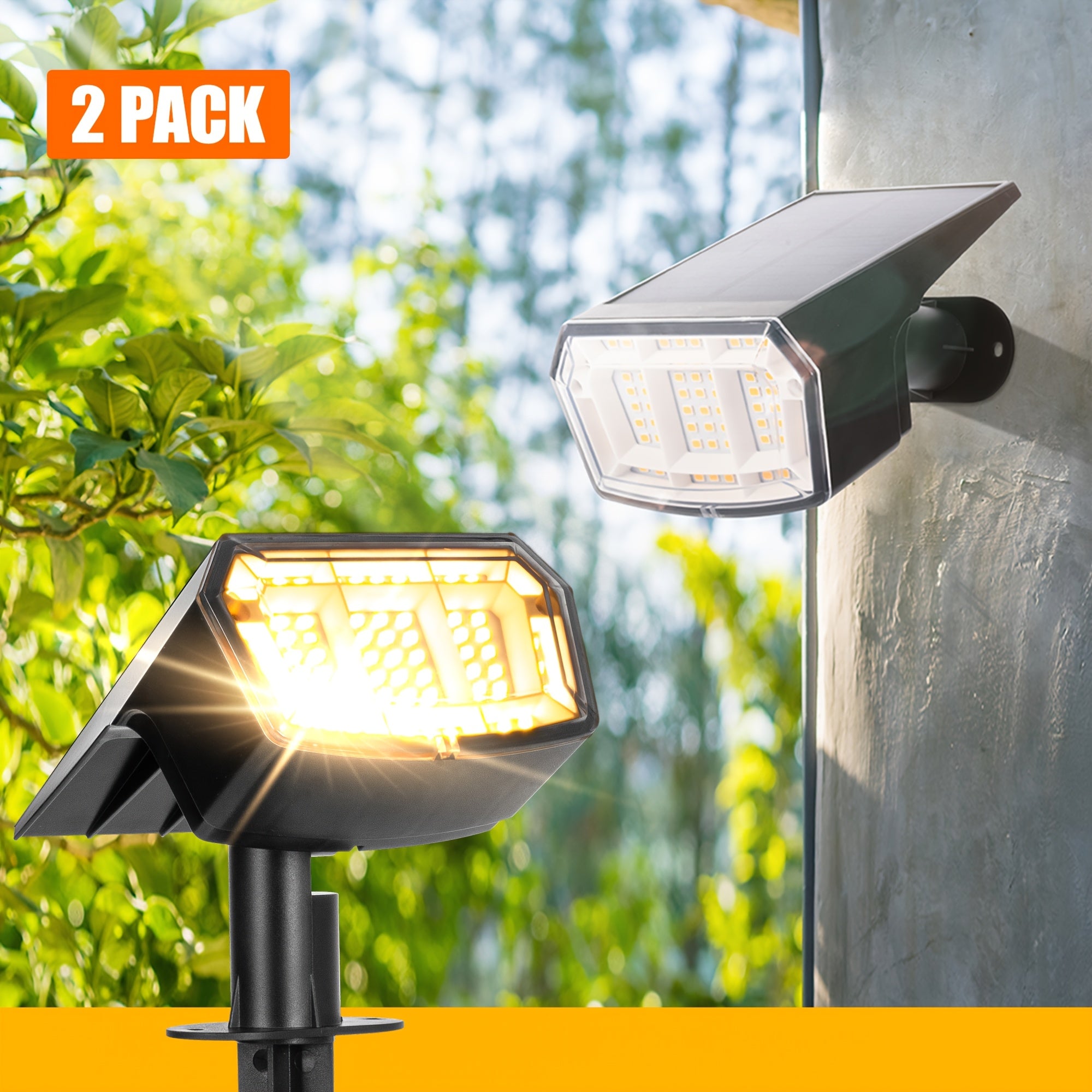 12/2-Piece Solar Outdoor Light Garden IP65 Waterproof 3 Lighting Modes Solar Spotlight Christmas Decoration Outdoor Accent Light Landscape Solar Light Outdoor Courtyard Landscape Lighting Suitable for Garden, Courtyard, Camping