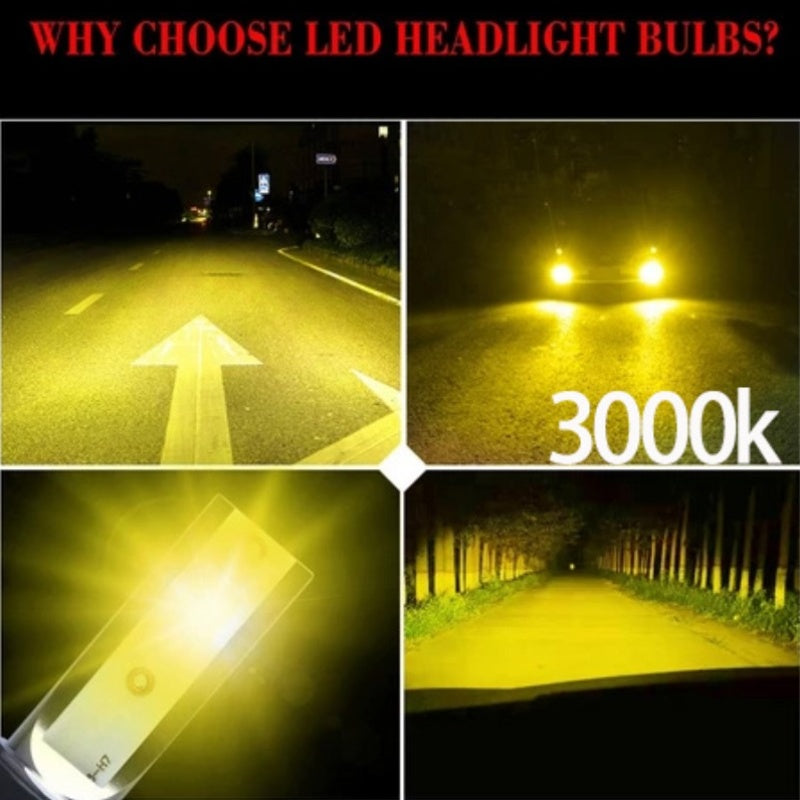 Heyword 2 Sets H7, H1, H3, H4, H8/H9/H11, 9005, 9006, 9012 LED Car Headlight Fog Light, Low Beam, High Beam, Color Temperatures: 4300K/Warm Light, 3000K/Yellow Light, 8000K/Blue Light, 25000K/Ice Blue, 6000K/White Light
