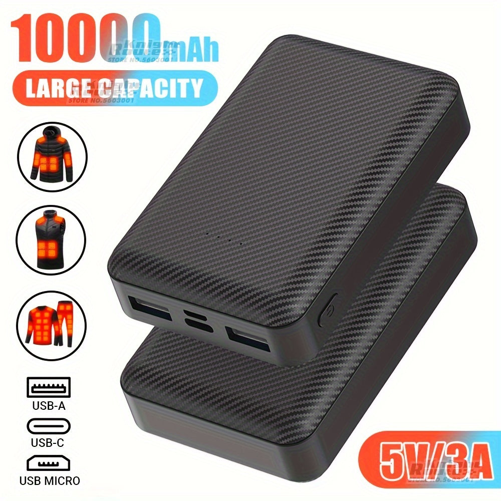 Ultra-Compact 10000mAh USB 5V/3A Power Bank with Dual USB-A Ports - Fast Charge External Battery Pack for Smartphones, Tablets & Heated Apparel Hoodies & Pants, Heated Jackets & Vests, Cooling Vests, Air Conditioning Clothes, Fan Vest Jackets