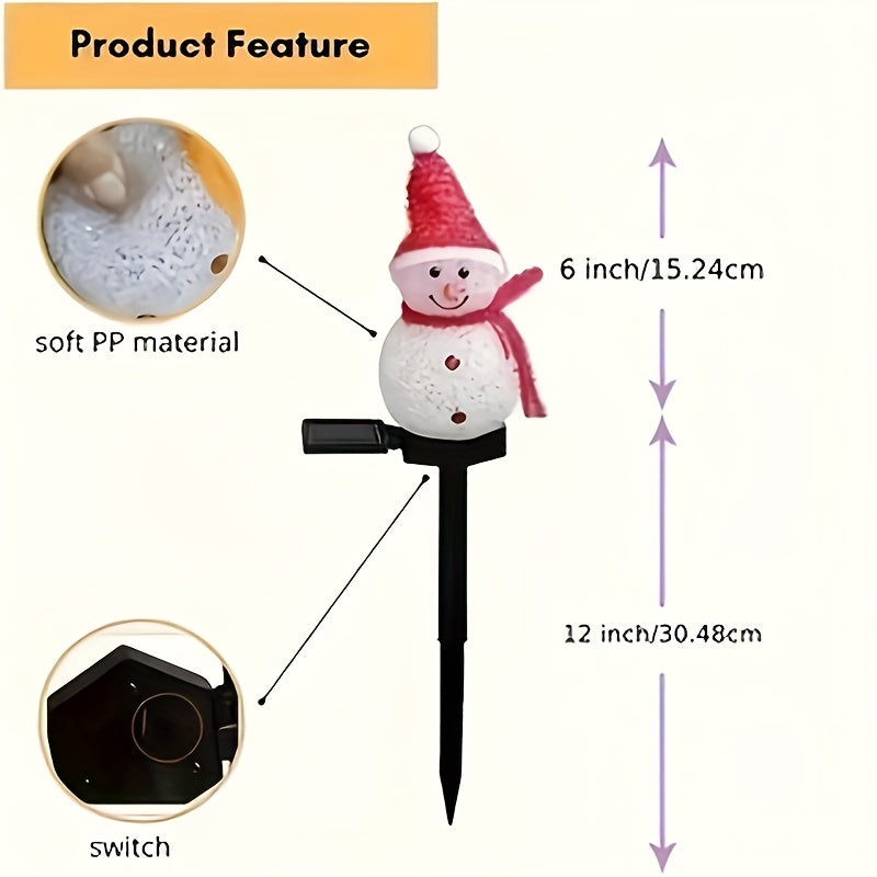 单个树脂太阳能雪人庭院装饰品，适用于冬季庆祝活动（抗紫外线）