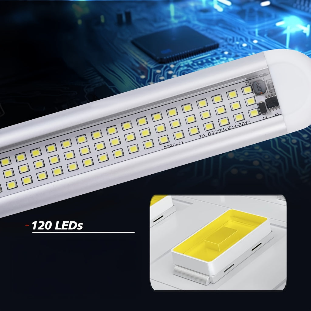 12V LED interior light bar, 120 LEDs 12 volt LED light strip, with switch, suitable for enclosed cargo trailers, cars, RVs, vans, trucks, campers, boats, caravans, motorhomes (2-pack)
