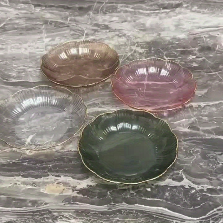 8-Piece Set Plastic Gold Rim Flower Plate, Trash Plate, Bone Plate, Fruit Plate, Dessert Plate, Cake Plate, Snack Plate, Breakfast Plate – Kitchen Supplies