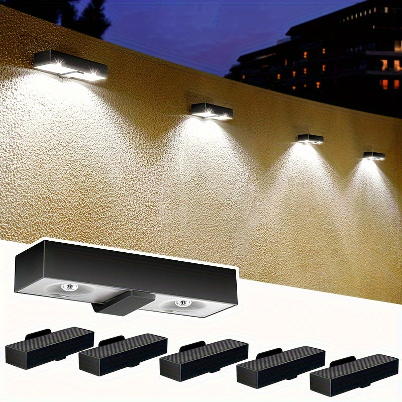 4pcs/6pcs Outdoor Solar Fence Light, Solar Fence Light Outdoor LED, Solar Fence Light Suitable for Outdoor, Backyard/Railing/Steps/Courtyard/Wall and Home Decoration