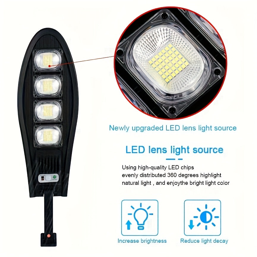Outdoor Solar Street Light. Ultra-Bright Illumination, Three Lighting Modes, Supports Remote Control and PIR Motion Sensor Dimming. Perfect for Street Lighting, House Exterior Wall Lighting, Courtyard Lighting