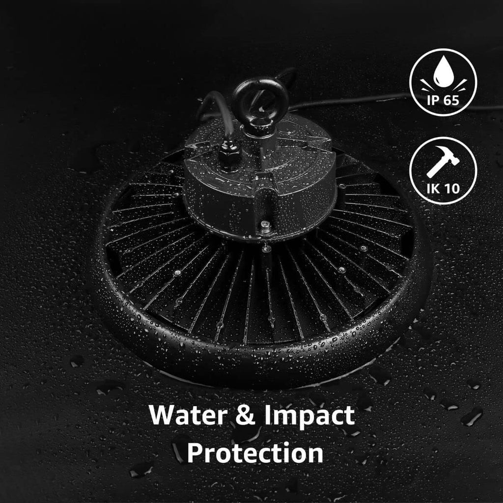 MTC 100W UFO High Bay LED Shop Light, 14500LM 250W Metal Halide Equivalent Commercial Lighting, with Hanging Hook, 5000K IP65 Waterproof, LED Shop Light, Suitable for Warehouse, Garage, Barn, Workshop