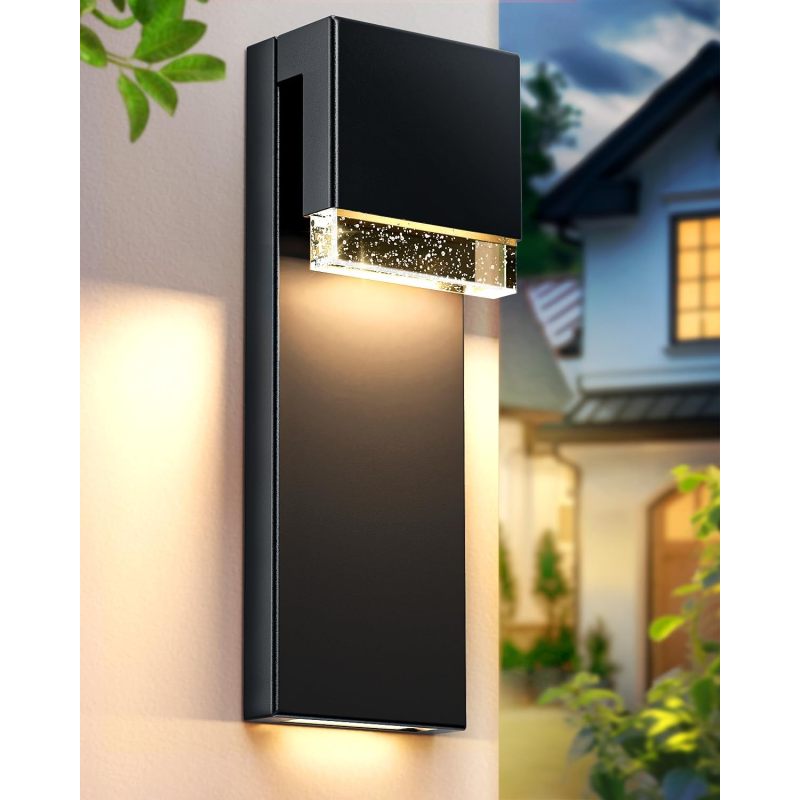 Single-Pack Modern Outdoor Wall Light with Crystal Bubble Glass Shade - Rust-Proof Housing and Semi-Flush Mount Installation, Suitable for House, Porch, Garage, Courtyard / Outdoor Lighting Fixture (Bulb Not Included)
