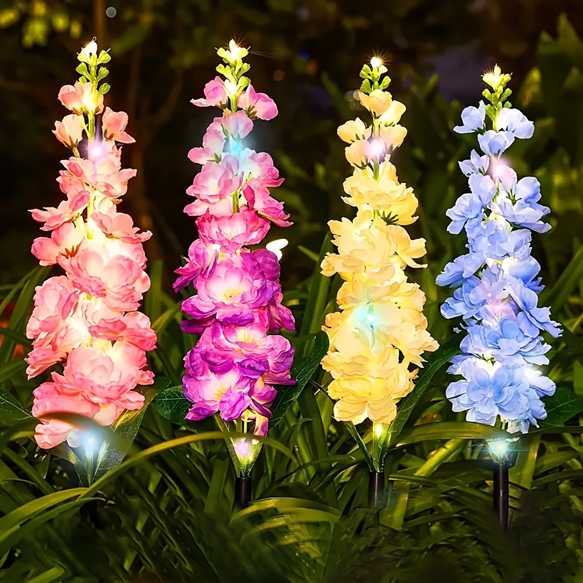 太阳能彩色雏菊插地灯，花园草坪花灯，户外景观灯，适用于花园、庭院、露台、公园、草地装饰、节日氛围布置