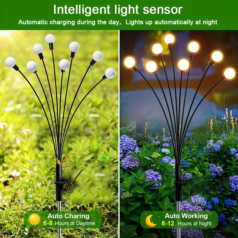 6 Pack Smart Solar Firefly LED Light for Outdoor Decoration, Equipped with Smart Sensor, Perfect for Garden, Patio, Walkway and Party Events