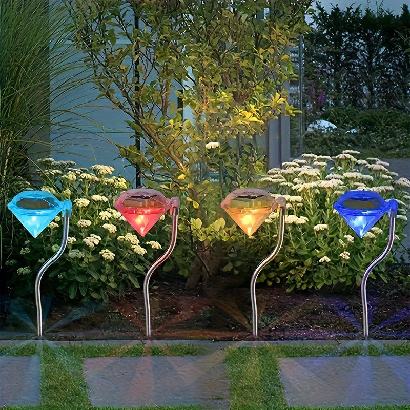4-Piece Solar Curved Light Strip Diamond Light, Solar Outdoor Rainproof Lawn Light, Simple Semi-Flush Mount Installation, Suitable for Garden, Walkway, Patio Decoration, Outdoor Solar Landscape Light, Garden Decorative Courtyard Light