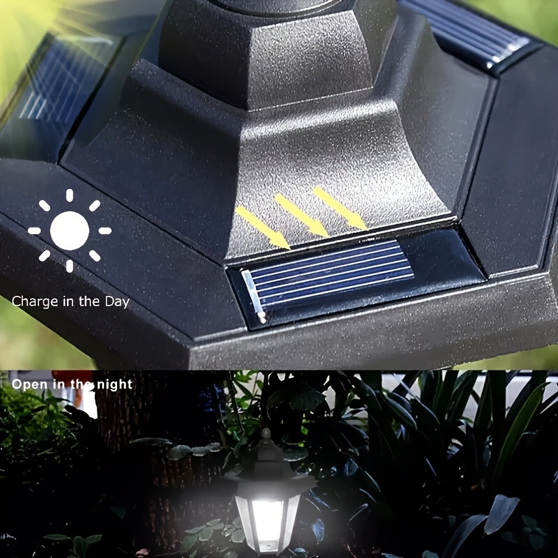 1/2 Pack Solar Outdoor Small Hexagon Palace Light, Outdoor Landscape Garden Decorative Light, Solar Light Outdoor LED Solar Wall Light, Vintage Light, Waterproof Outdoor Solar Street Light, Eco-Friendly Energy Saving, Perfect for Lawn