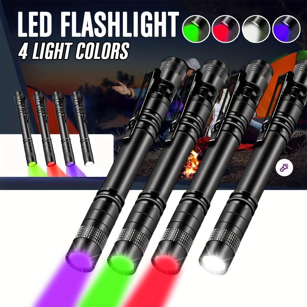 1PC Aluminum UV Flashlight Red Light Green Light Torch White Light 4 Light Colors Optional for Night Lighting Camping Fishing Water Leak Pet Urine Scorpion Hotel Inspection Dry Stains Bed Bugs
