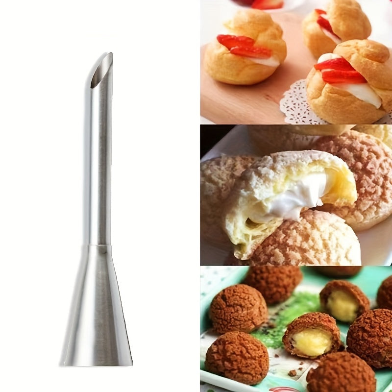 1 or 2 Pack Stainless Steel Cream Puff Nozzle – Cake & Choux Pastry Cream Decorating Tip, Filling Injector Nozzle for Cream Cakes