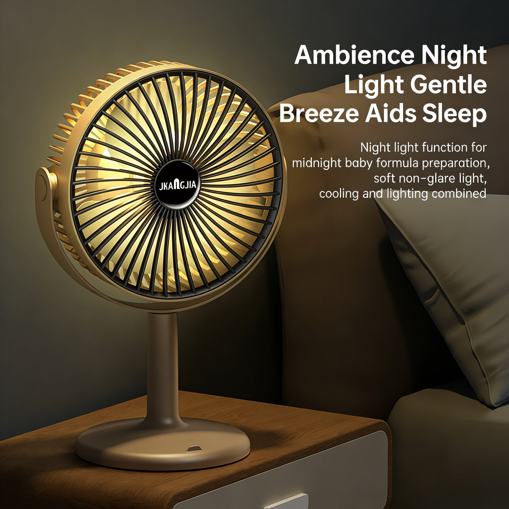 Multifunctional Adjustable Hanging & Desktop Fan | 5 Speed Levels, Built-in Light, USB Charging Port, 360° Adjustable, Triple Fan Design, High Power & Large Capacity Battery, Perfect Partner for Home, Bedroom, Living Room