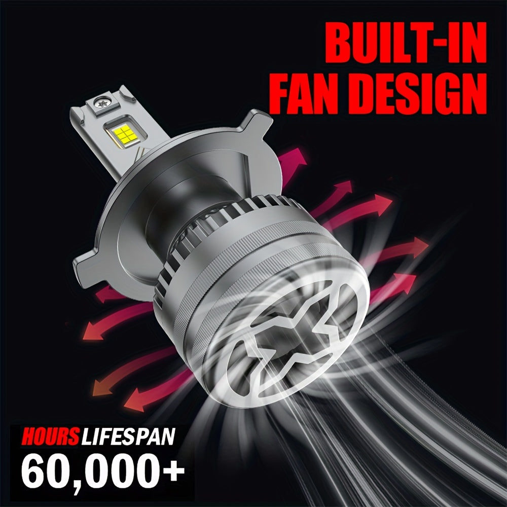 2pcs Super Bright H11 LED Headlight Bulbs H4/9003/HB2-QF003 H7/H18/H1/9006/HB2/H11/9005/H16/H9/9012, 6500K, 800% Brightness, 43000 Lumens, with External Driver Canbus Plug-and-Play