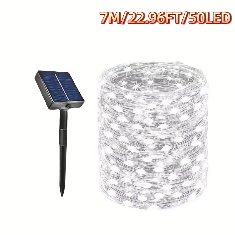 50/100/200/300LED锂电高亮太阳能灯户外花园仙女串灯，适用于圣诞院子树木派对婚礼装饰闪烁灯串，适用于11个国家的节日装饰万圣节装饰品，圣诞装饰品