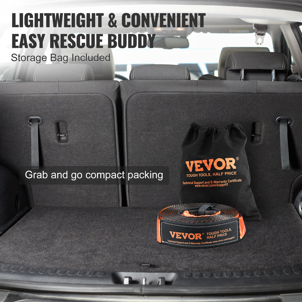 VEVOR Off-Road Recovery Kit, 3in x 30ft, Heavy Duty Winch Recovery Kit with 30,000lb Tow Rope, 44,092lb D-Ring Shackle, Receiver and Storage Bag, for ATV, Jeep, Off-Road Vehicle, Truck