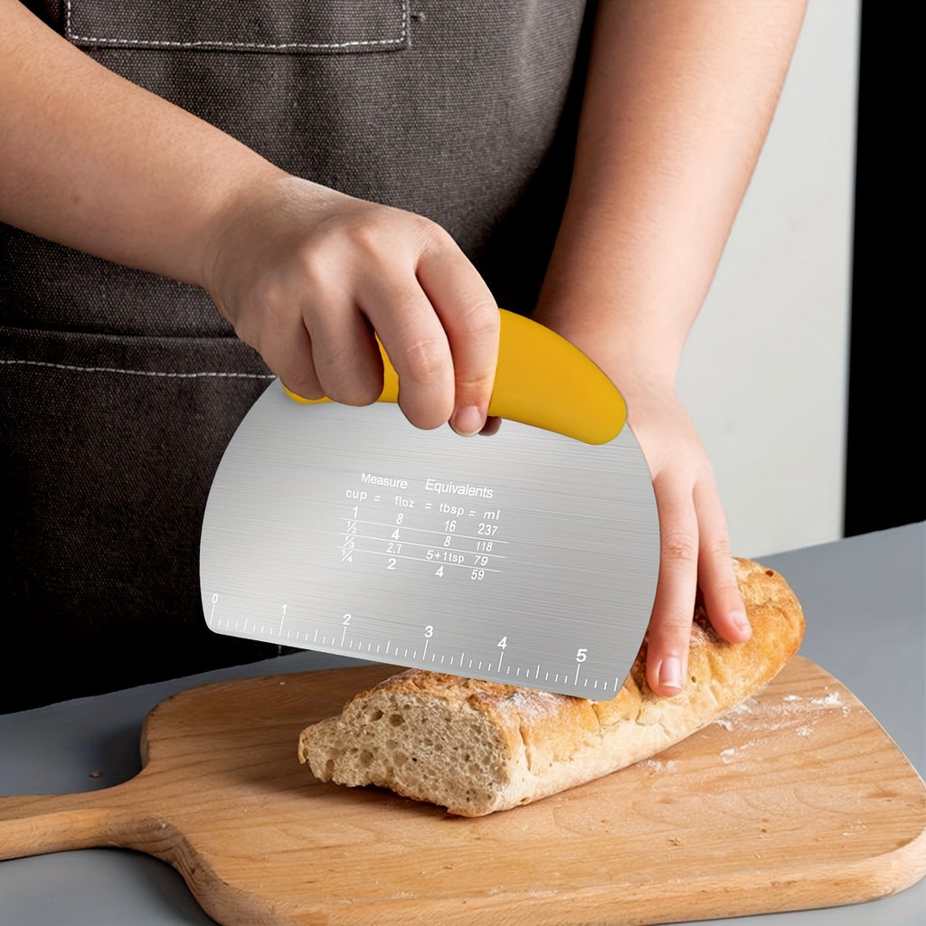 1PC Dough Scraper, Stainless Steel Cutter, Food Scraper, Pastry Dividing Tool, Bread and Bakery Cutting Board, Baking Kitchen Gadget