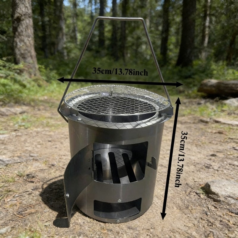 Low-Consumption Heavy-Duty Wood Stove, Low Fuel Consumption & Lower Operating Cost, Outdoor Picnic BBQ Enclosure Stove for Tea Boiling, Rural Home Heating, Cooking, Rice & Soup Cooking