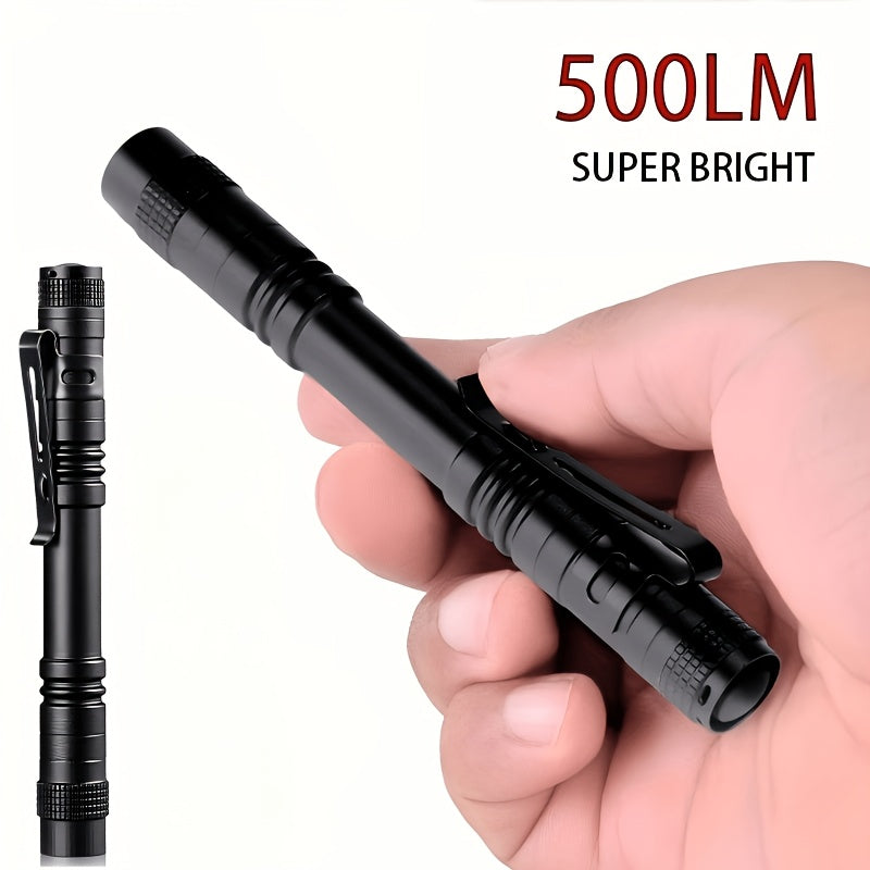 Aluminum Alloy Tactical Flashlight, LED Pen Light with Clip, Powered by 2 AAA Batteries (Batteries Not Included), Ideal for Camping, Emergency & Repair - Perfect Choice for Professionals & Everyday Carry, Compact Flashlight, Stylish & Durable
