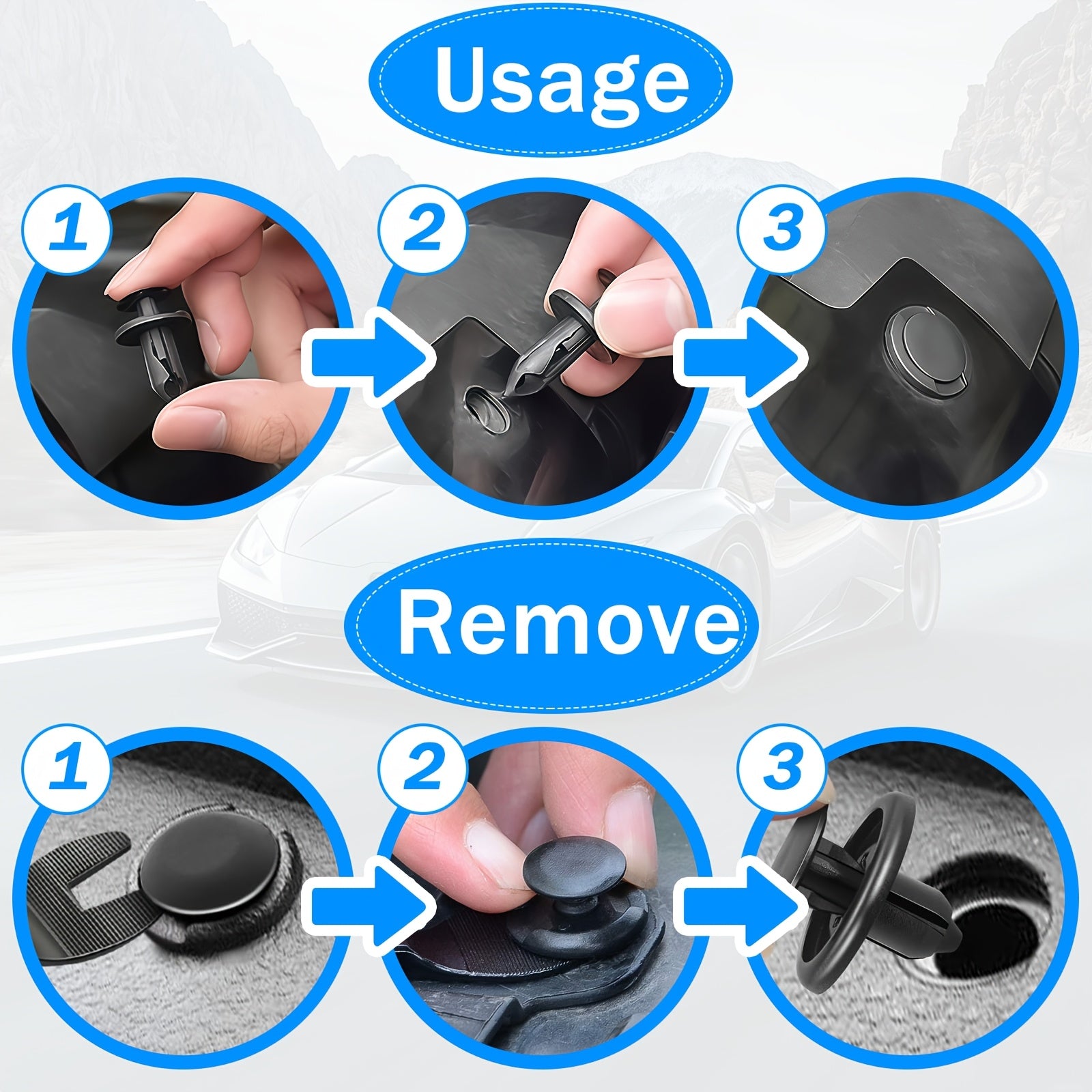 200-Piece Multi-Purpose Universal Car Retainer Clips, Assorted Sizes 6mm-10mm, Sturdy & Durable, Portable & Practical, Multi-Use Auto Fasteners for Car Bumper, Fender & Trim Repair
