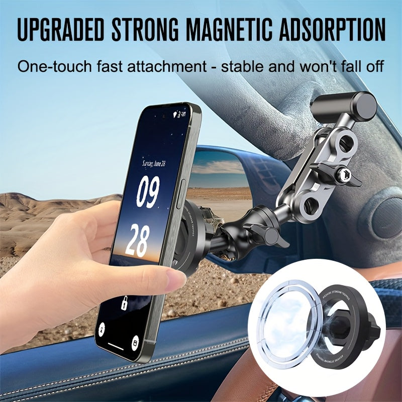 Off-Road Magnetic Phone Holder, Universal Car Off-Road A-Pillar Handle Magnetic Phone Mount, Truck A-Pillar Phone Holder, Aluminum Alloy Support Rod Car Phone Mount